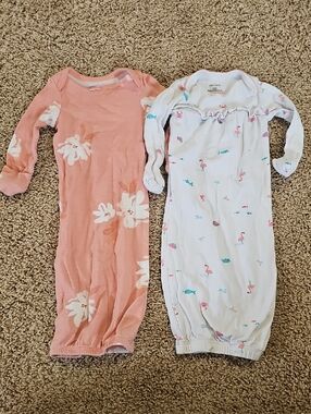 Carter's Pink Floral & White Flamingo Sleep Sack Set
